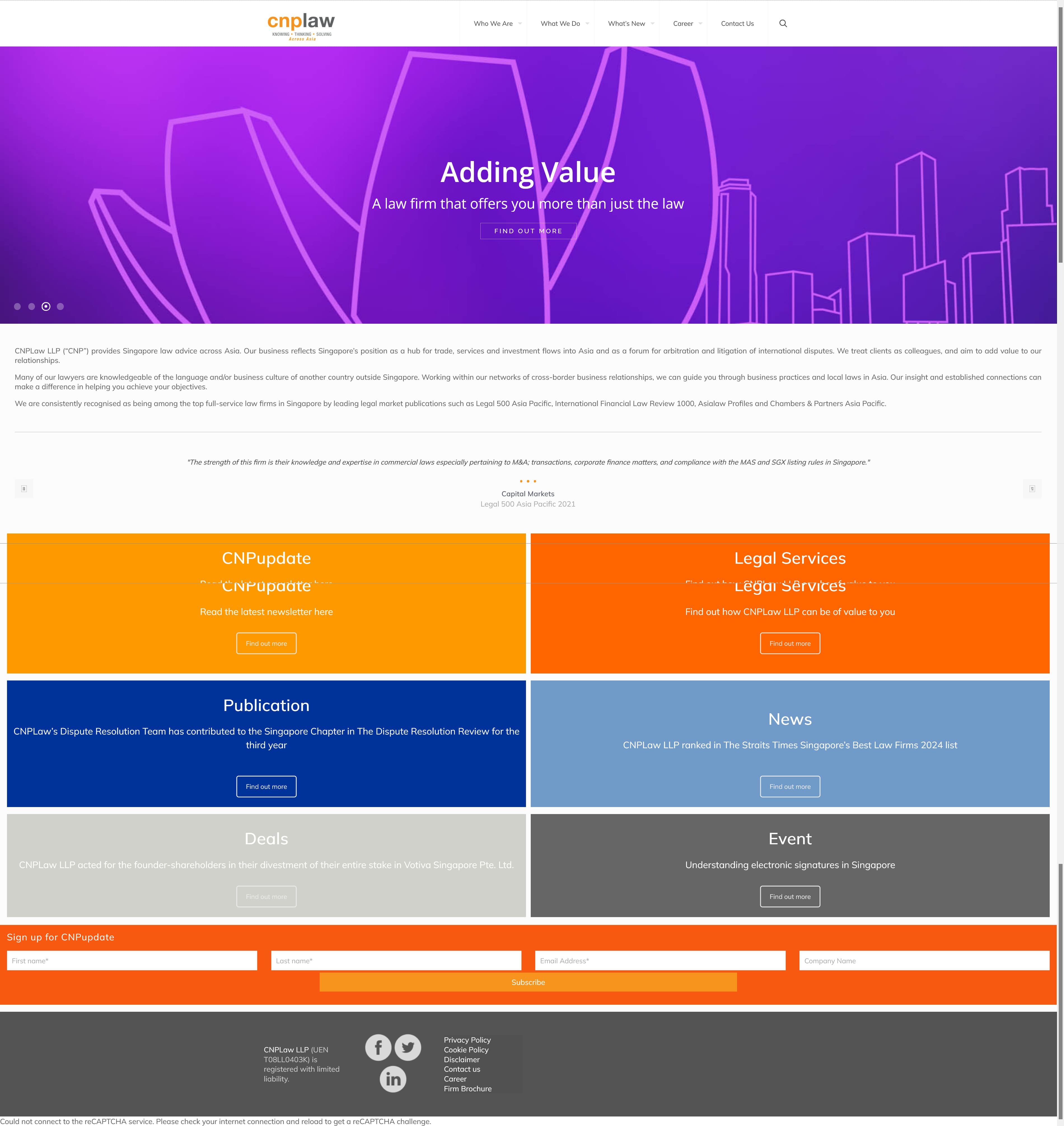 CNP Law redesigned homepage