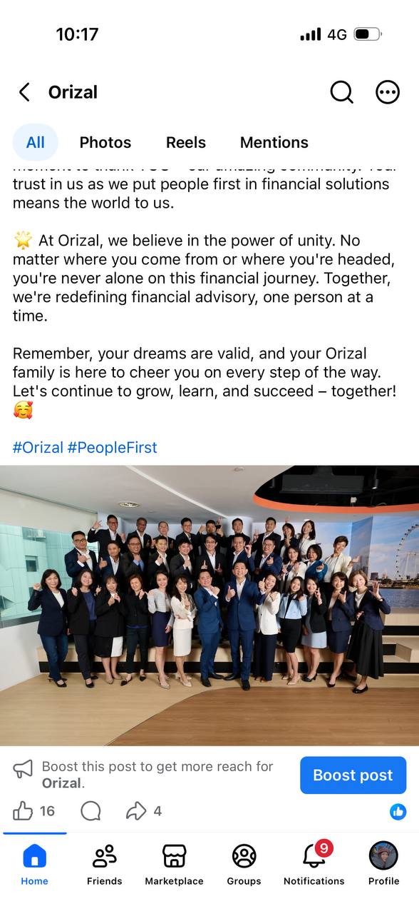 Orizal team unity social ad shown inside a phone mockup