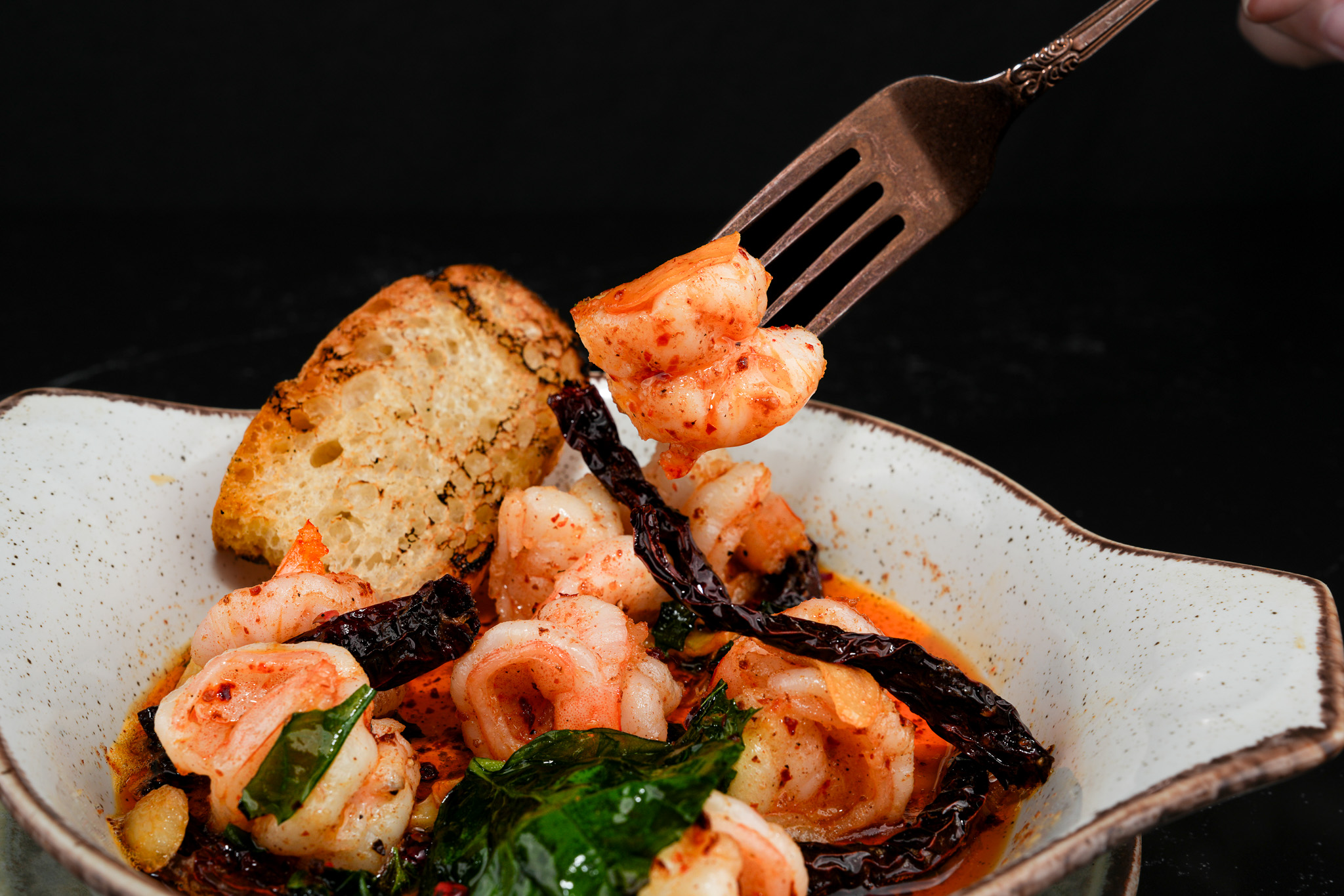 Seafood dish plated for Pera's menu shoot