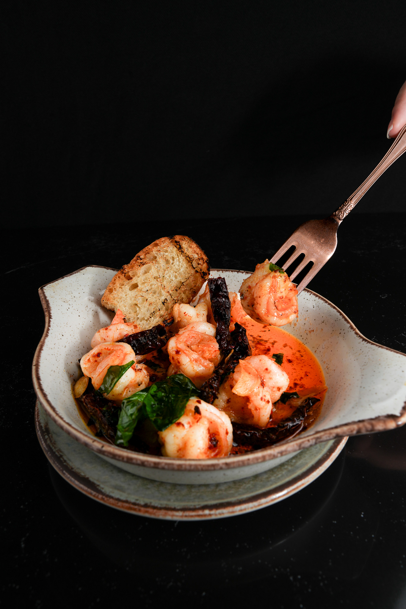 Seafood dish plated for Pera's menu shoot